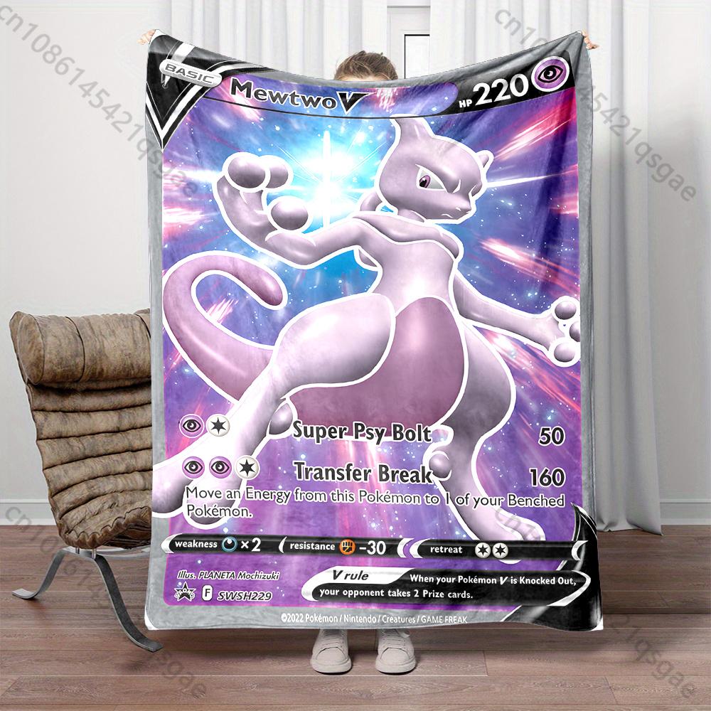 

Multi-Size P0kémon Cards Mewtw0 Printed Blanket Bedroom Living Room Sofa Study Office Nap Camping Trip Four Seasons Blanket Gift 75x90cm
