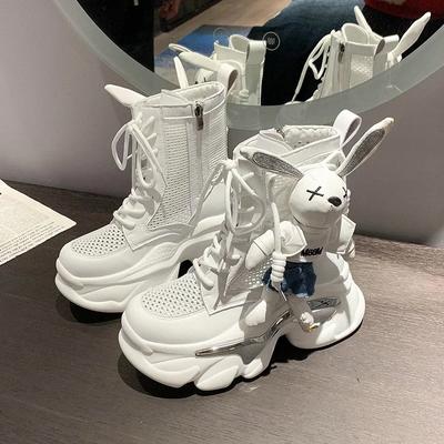Fashion Women's Thick-soled Boots Wedge Heel Lace-up Decorative Women's Shoes Fashion Summer Women's Boots Vulcanized Shoes Modern Boots