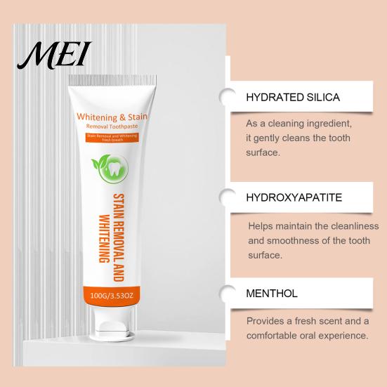 Enamel Protection Toothpaste 100G Stain Removal Teeth Whitening Toothpaste, Gentle Cleansing for Remover Men Women, Fresh Breath Oral Care Mints