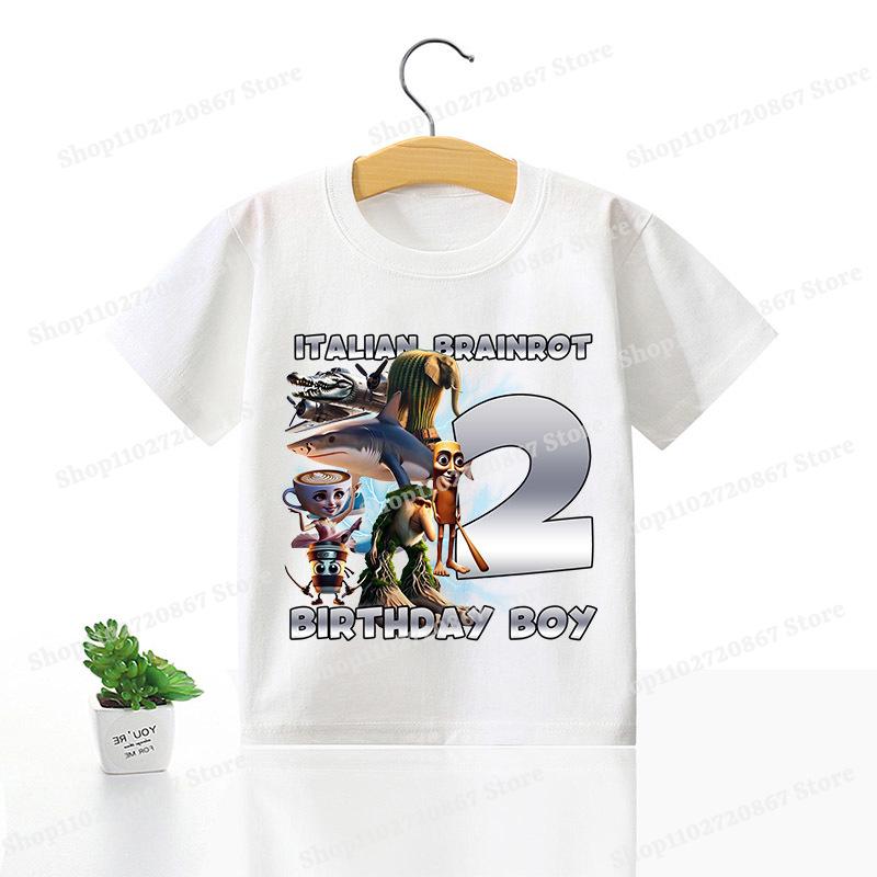 Tung Tung Tung Sahur Children T-shirt Italian Brainrot Creative Cartoon Short Sleeve Household Clothes Top Fashion Anime Kid Tee