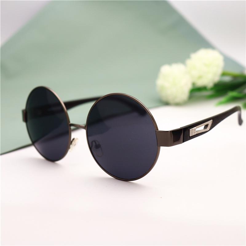 Round Retro Sunglasses Men'S Sunglasses Trendy Eyes Prince Glasses Personalized Sunshade Metal Frame Round Frame Black