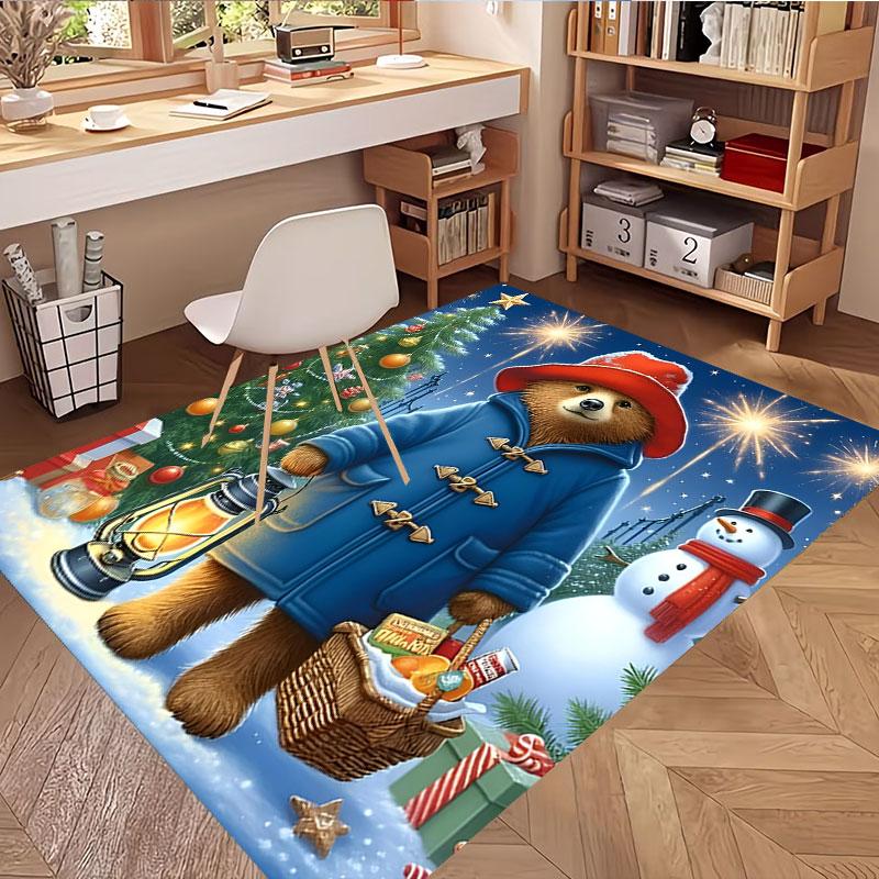 Paddington Bear Print Rug, Washable Floor Carpet, For Entryway Dorm Laundry Room Office Study, Home Decor Birthday Christmas Gift