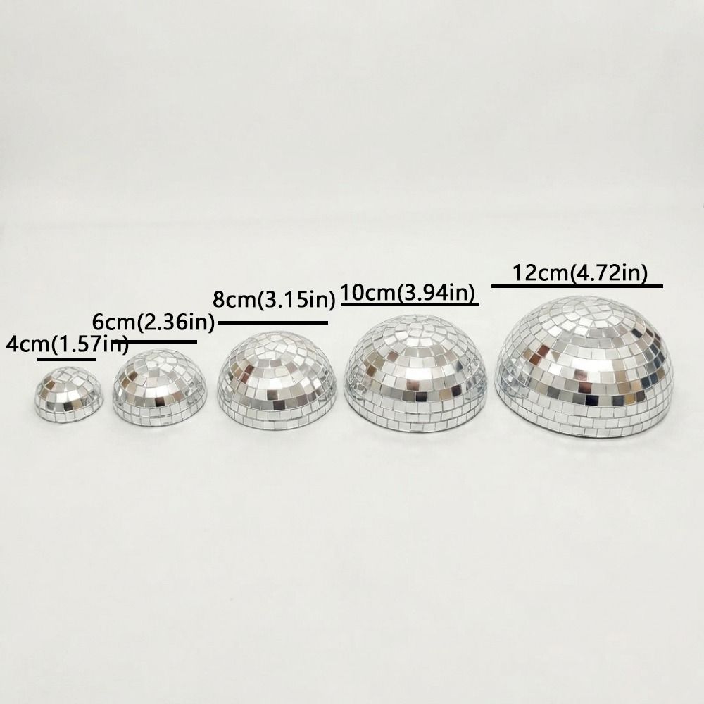 5Pcs Semicircle Mirror Disco Ball Wall Art Metallic Reflective Ball Ornament Party Background Decor