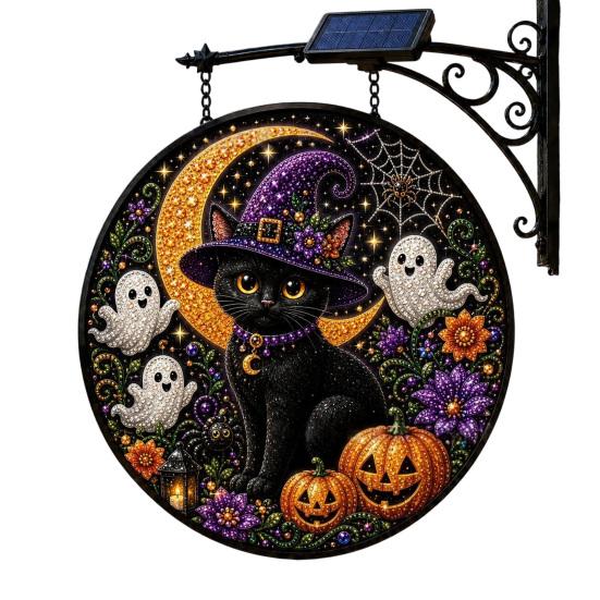 Energieeinsparung Hof Hängende Dekoration Solarbetrieben Halloween Licht, Schädel Hexe Schwarze Katze Friedhof Zombie Design LED Licht Wasserdicht Veranda Ornamente