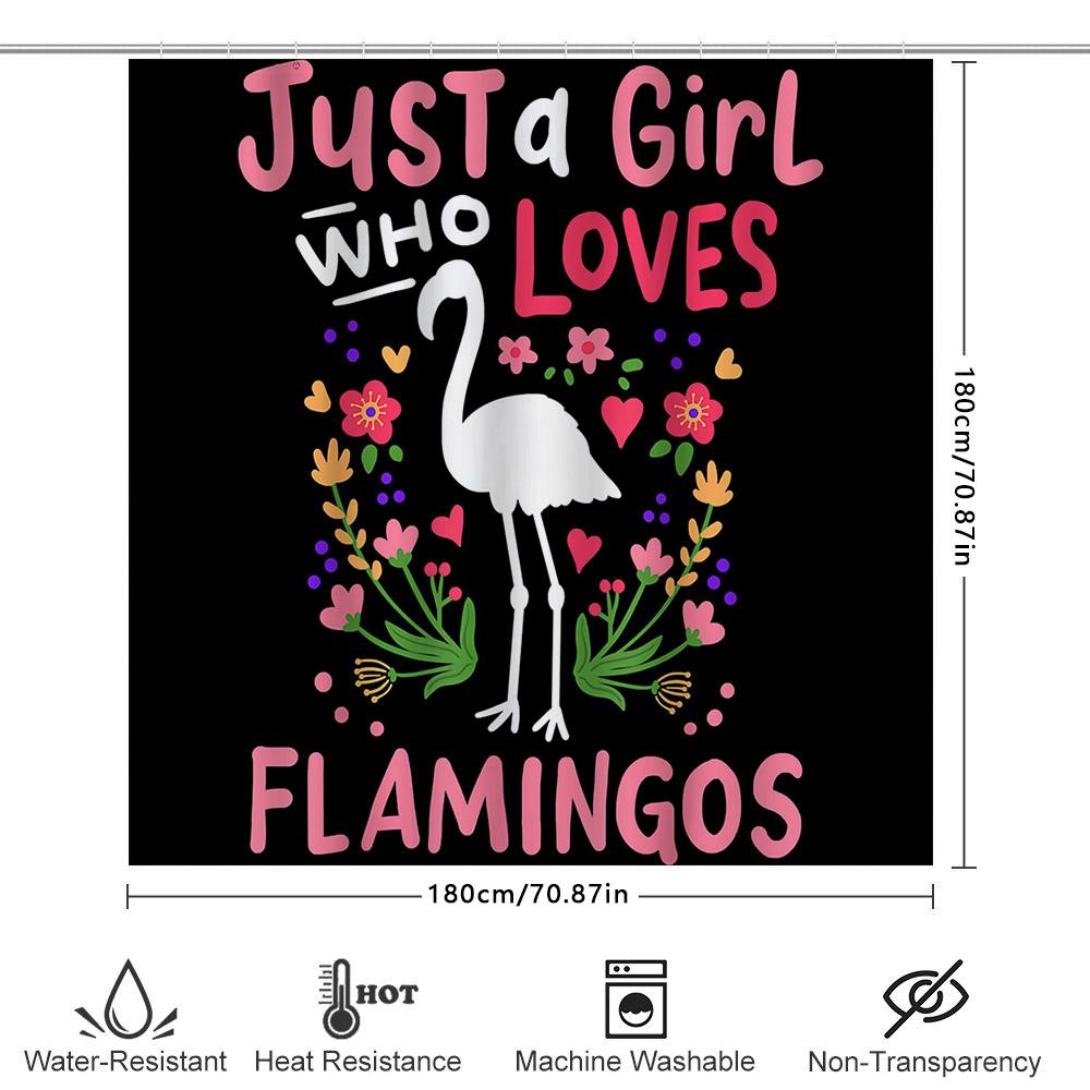 Women'S Love Heart Floral Shower Curtain Bathroom Decor With Flamingo Design This Title Incorporates Keywords That Are Likely To