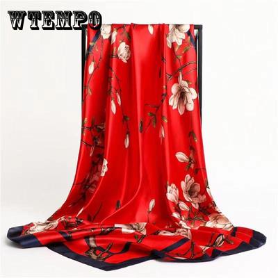 Quadratischer Seidenimitat-Satin-Frauen-eleganter Schal-Blumen-Verpackungs-Schal Allgleiches Kopftuch-Sonnencreme-Gaze-Schal