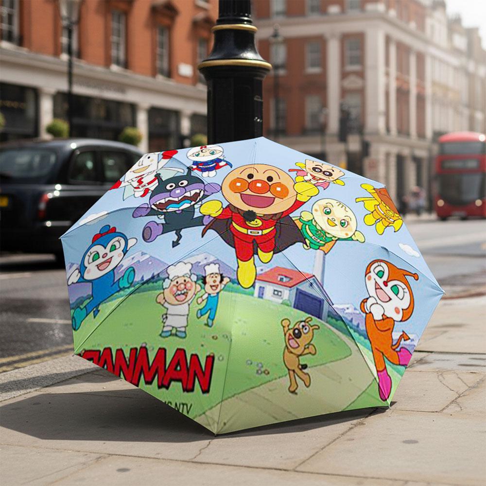 Anpanman Theme Folding Umbrella Waterproof Windproof Umbrella Kids Cartoon Umbrella for Outdoor Daily Use