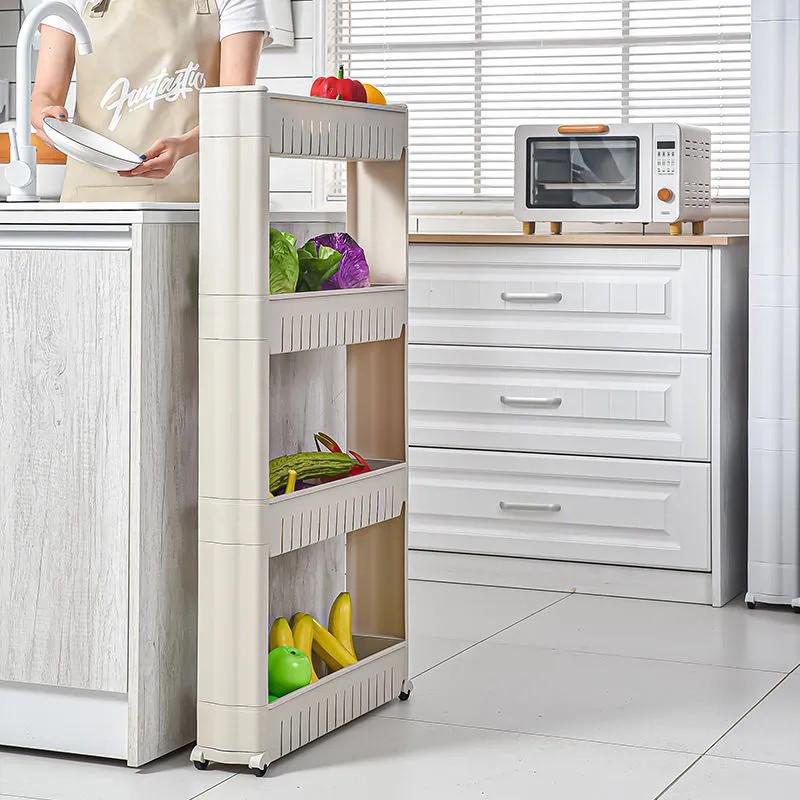 Multi-Layer Mobile Storage Rack for Dorms and Bathrooms