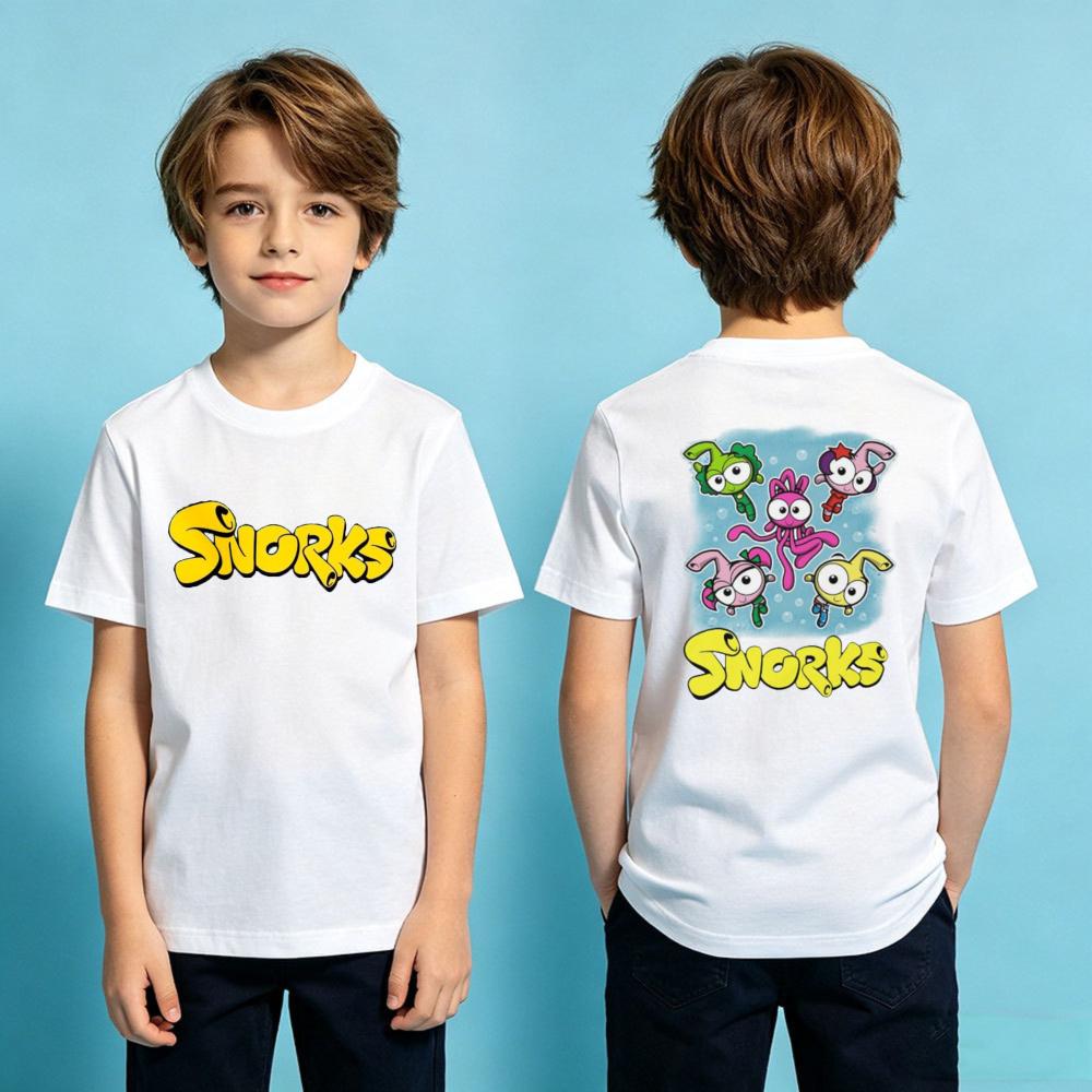 Snorks Cartoon Graphic Printed TShirt Boys and Girls Casual T-shirt Kids Summer Polyester Short Sleeve Daily Life Children Shirt