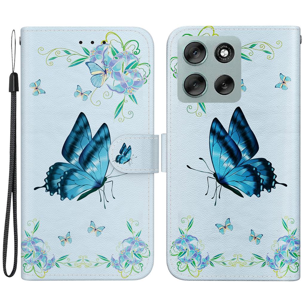 For Motorola Moto G56 5G Wallet Phone Case Anti-Drop Pattern Printing Leather Flip Cover with Strap