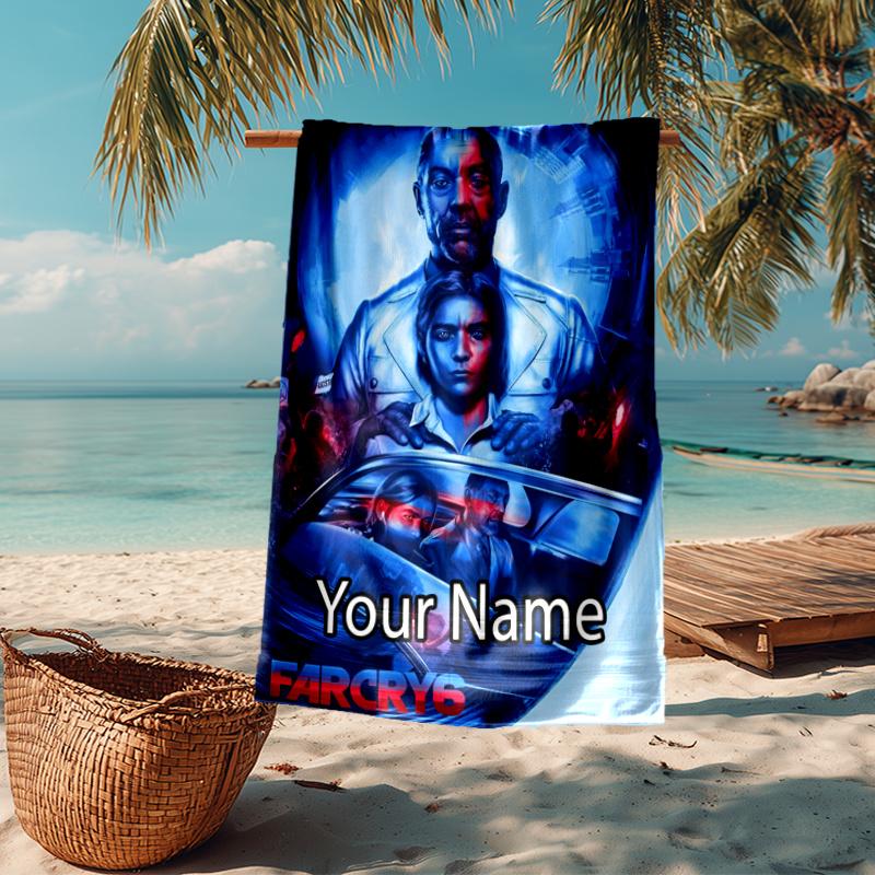 Custom Name Ultra-Soft Beach Towel with Far Cry Theme,Ideal for Pool - Camping, Diving - Perfect Travel Essential, Vibrant Beach Towel.
