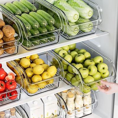 Large-capacity Transparent Refrigerator Storage Box, Space-saving Kitchen Food Cabinet Organizer, Easy-pull Out Design