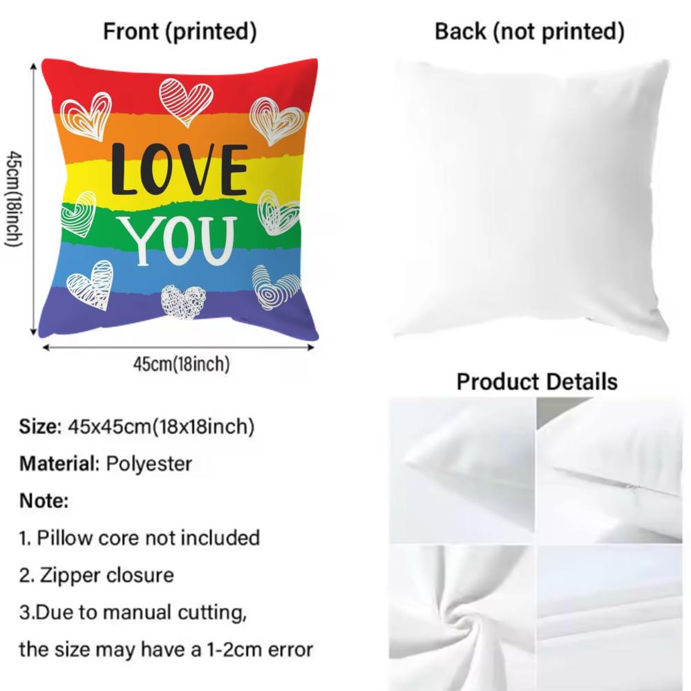 Classic Theme Homosexual Rainbow Flag Cushion Cover Soft & Easy-Wash Pillow Case – Versatile For Couch, Bed, Travel And Office
