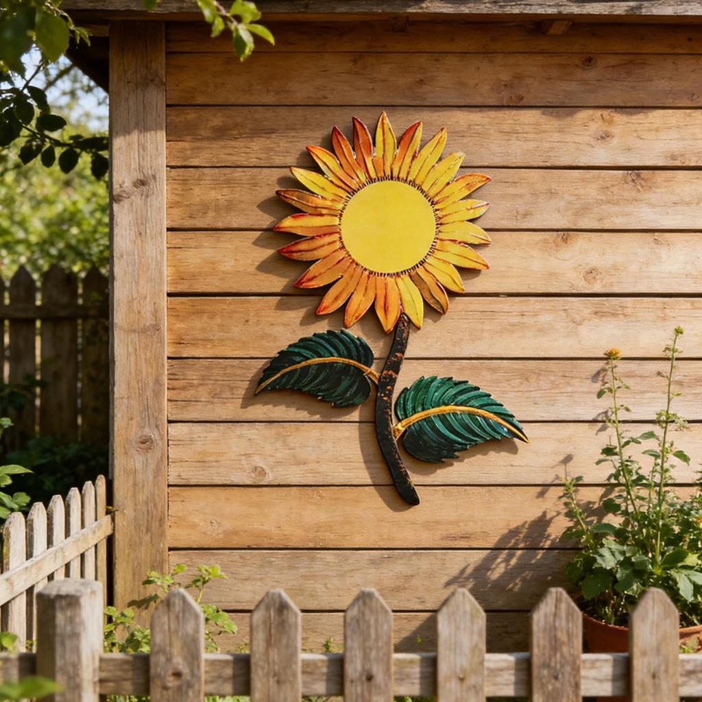 Sunflower Metal Wall Art Decorative Sculpture Iron Craft Minimalist Style Modern Home Wall Hanging Indoor Outdoor Ornament
