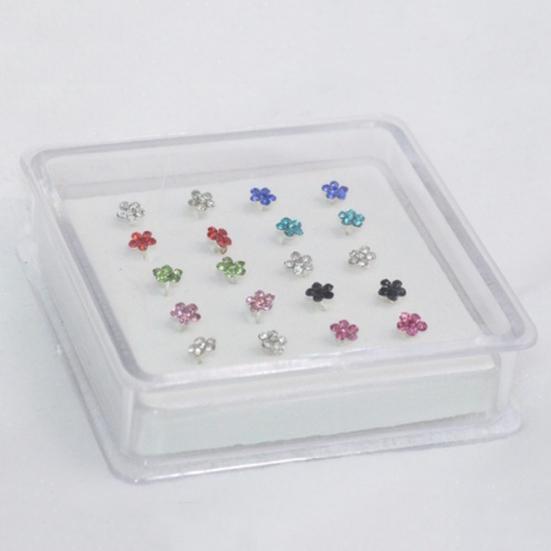 20 Teile/schachtel Frauen Blume Strass Versilbert Nase Stud Body Piercing Schmuck