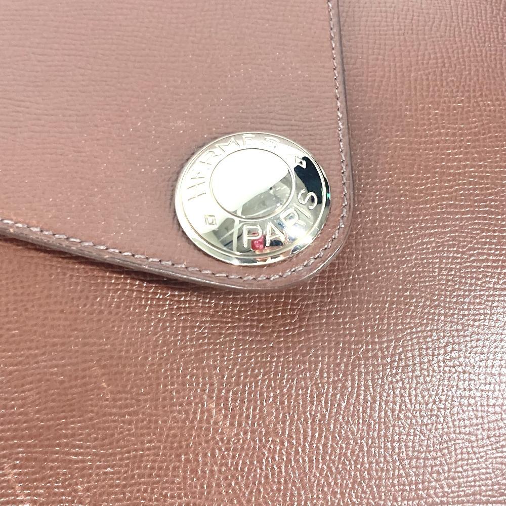 HERMES Christie Rhone bag flap Shoulder Bag Leather Brown/SilverHardware