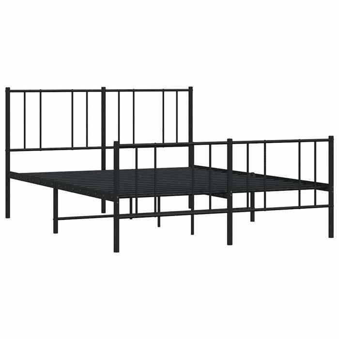 VidaXL Metal Bed Frame with Headboard-Footboard Black 120x200 Cm 352496