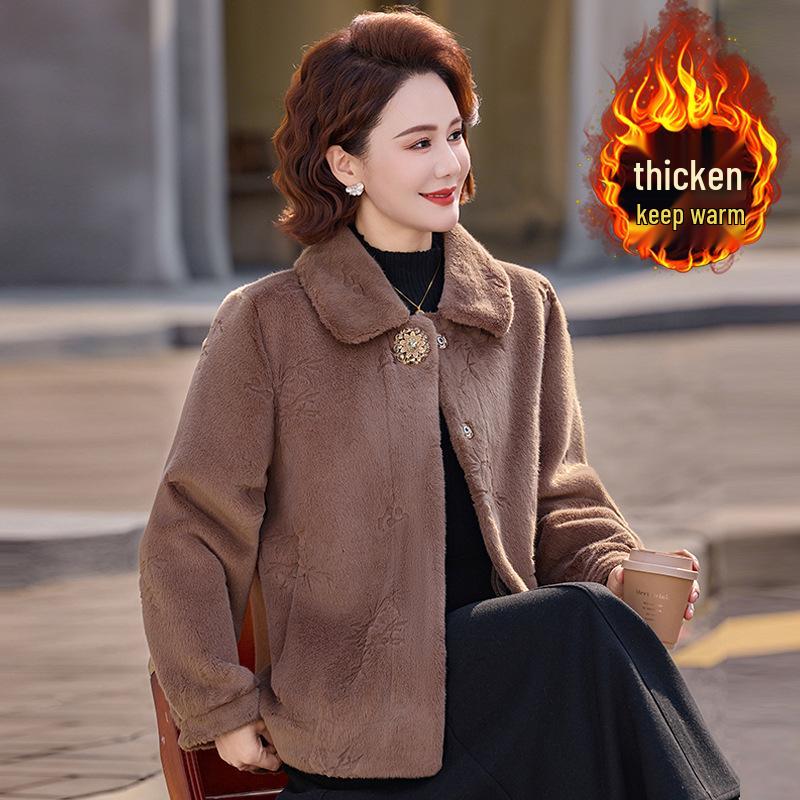 

Women s Faux Fur Mink Velvet Jacket – Short, Stylish, Leather-Fur Blend, Age-Defying Winter Coat XL (90-105 lbs) хакі