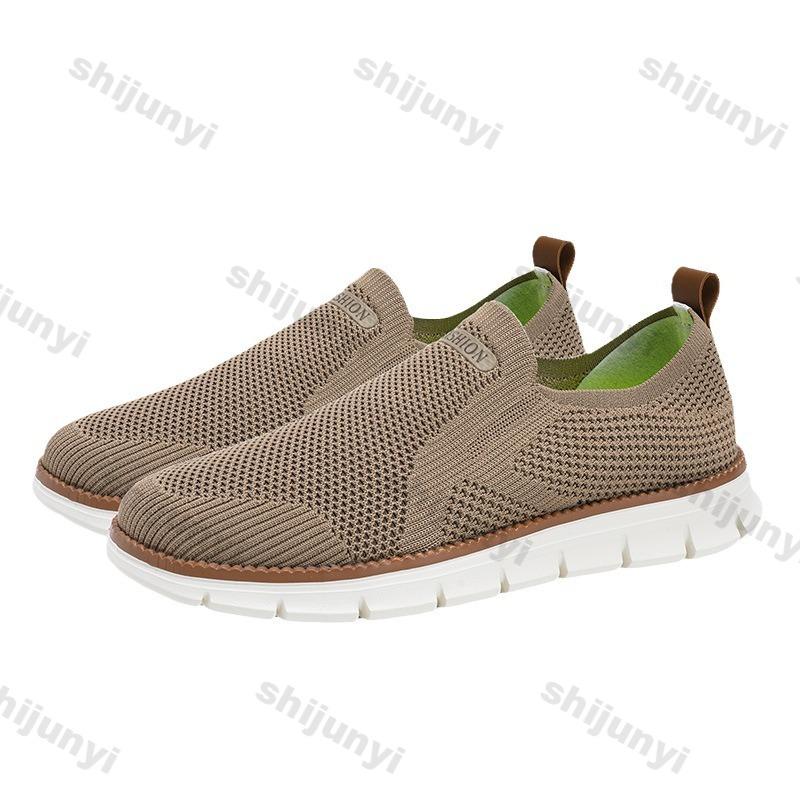 Fashion Large Men's Casual Shoes Spring Breathable Fly Woven Non Slip Running Shoes Fashion Lightweight Comfortable Vulcanized Shoes