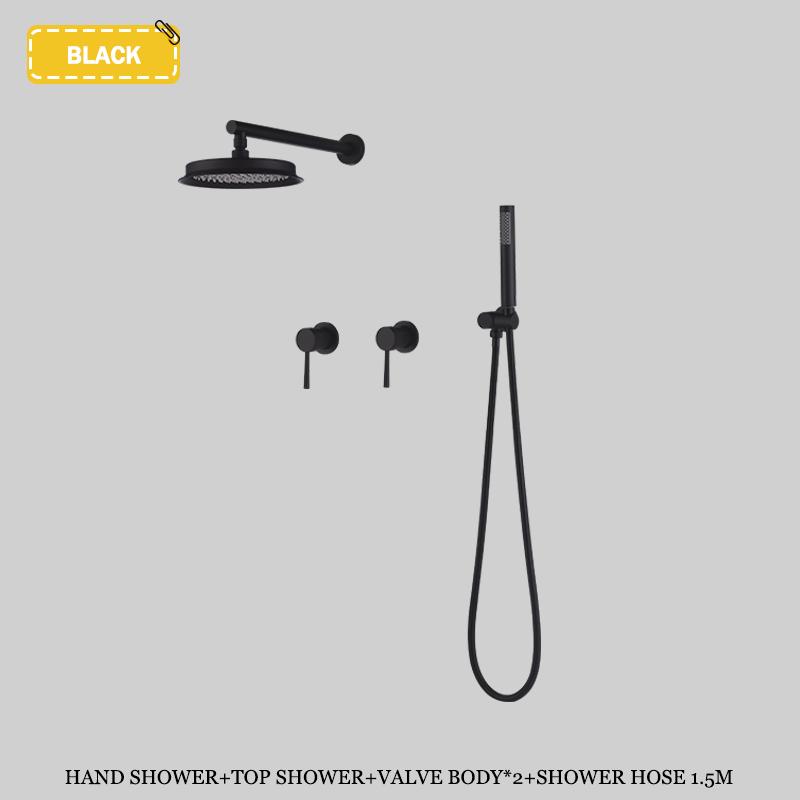 Luksusowy zestaw prysznicowy ścienny w kolorze szczotkowanego złota, ukryty system prysznicowy, mosiężna bateria mieszająca wodę ciepłą i zimną, deszczownica łazienkowa