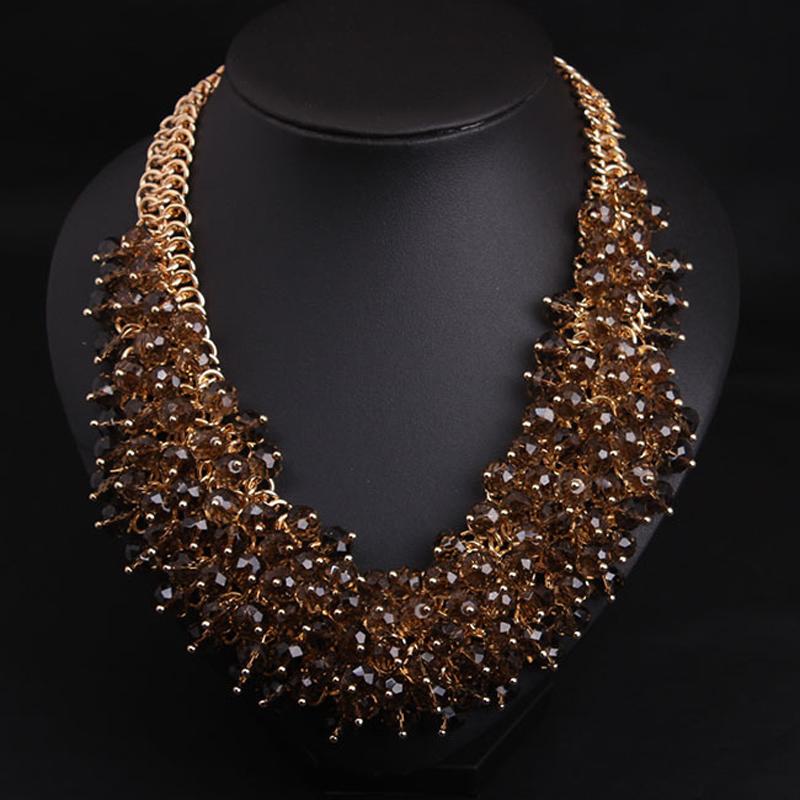

Luxury Rhinestone Necklaces Crystal Glass Jewelry Choker Statement Bib Collar for Women Necklace Boho India Ethnic Wedding Party