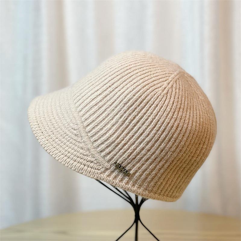 New Women's Duck Tongue Hat Autumn And Winter Fashion Sense Striped Small Headband Ladies Knitted Equestrian Hat