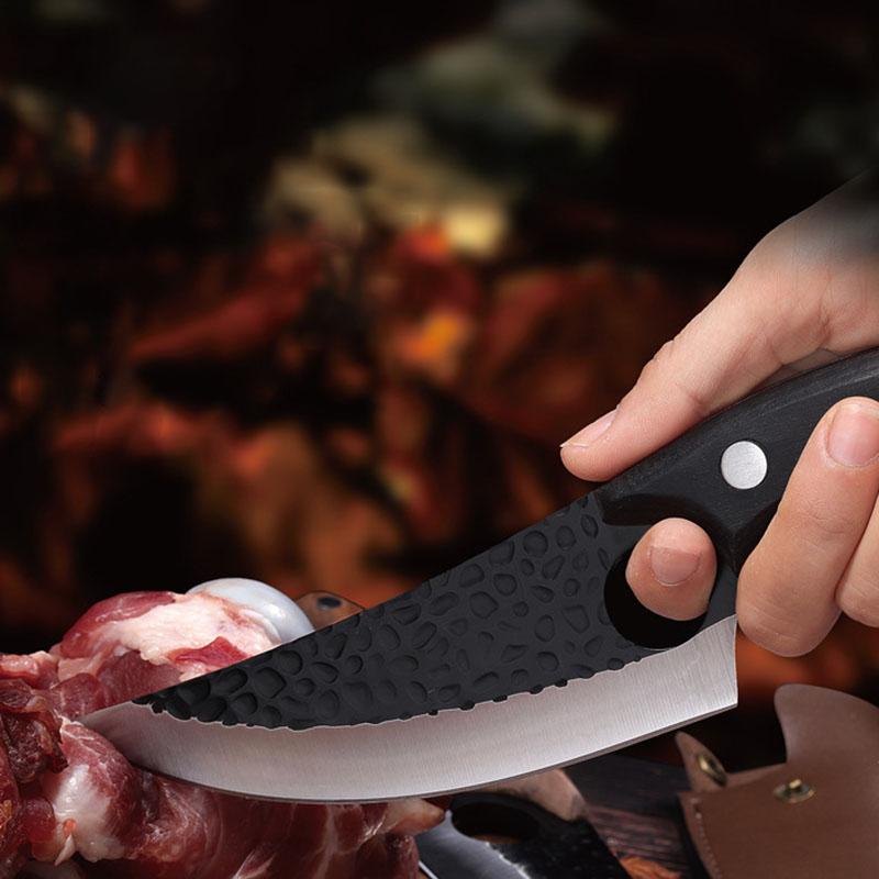 6 Inch Forged Hammer Pattern 5CR15MoV Steel Boning Knife Fixed Blade Meat Butcher Chef Knife Cutter Kitchen Tools