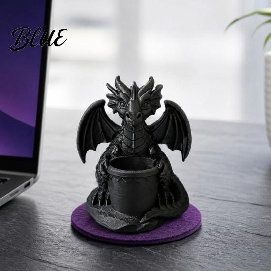 Flowerpot with Built-in Shaped Planter 3D Dragon Printed Drainage Holes Shape Pen Holder Outdoor Flower Pot for Small Green
