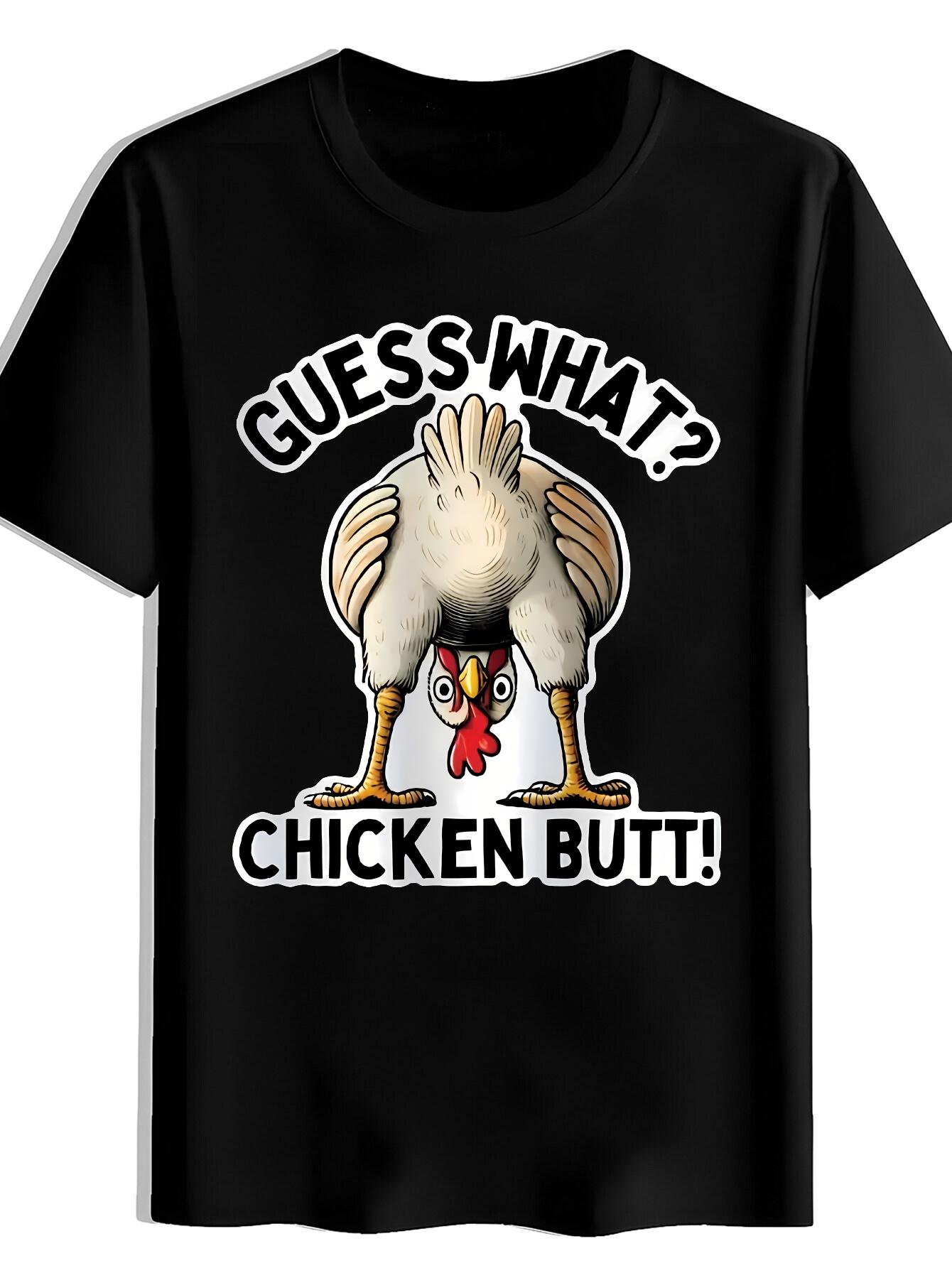 T-shirt Cartoon Chicken GUESS WHAT Print XXXXL