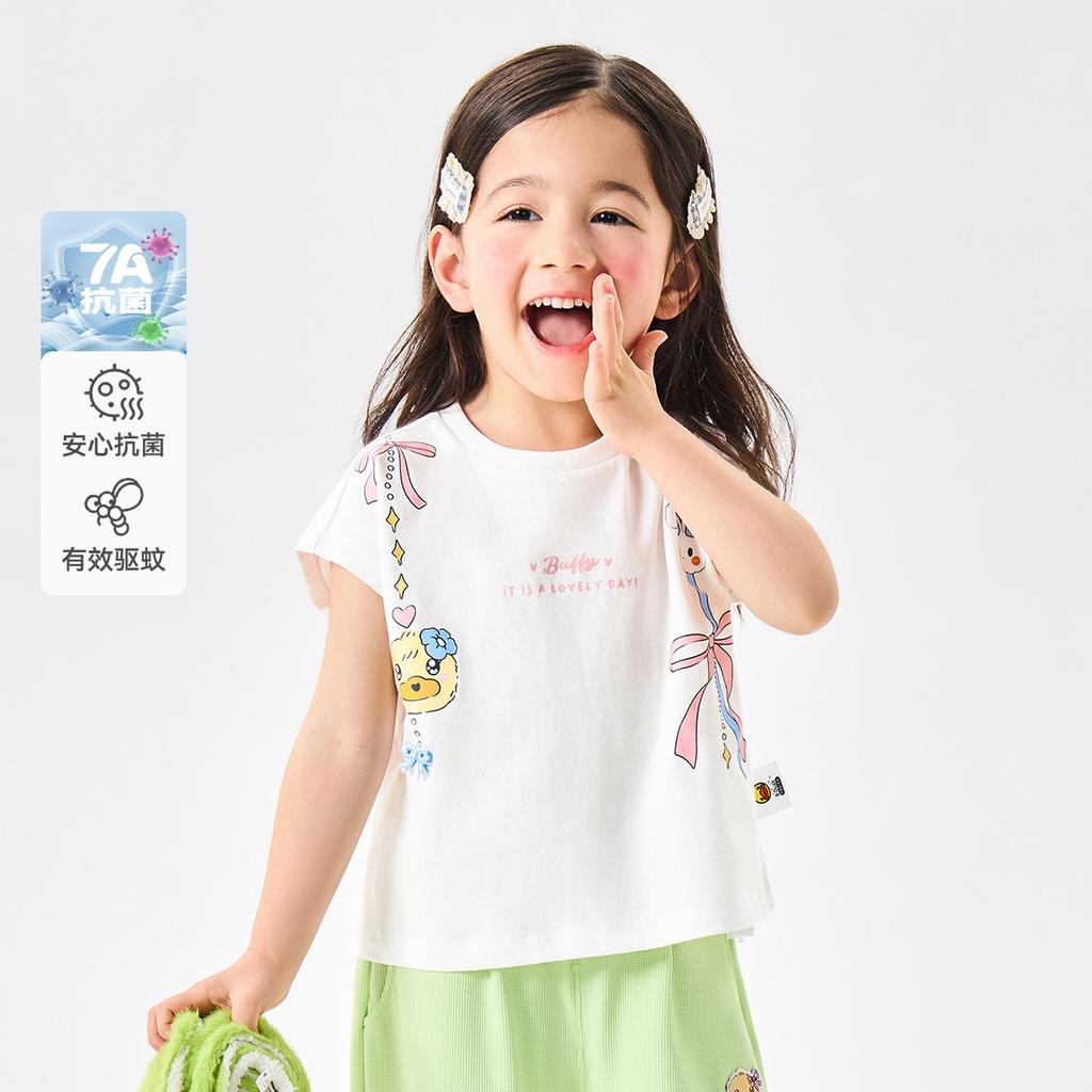 B. Duck children's clothing with playful print design for summer 2026 fashion short sleeved T-shirt