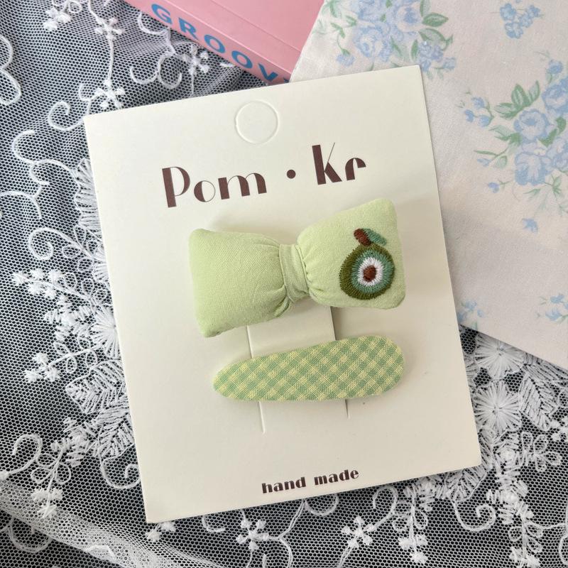 Cute Fruit Embroidered Gingham Hair Clip for Kids