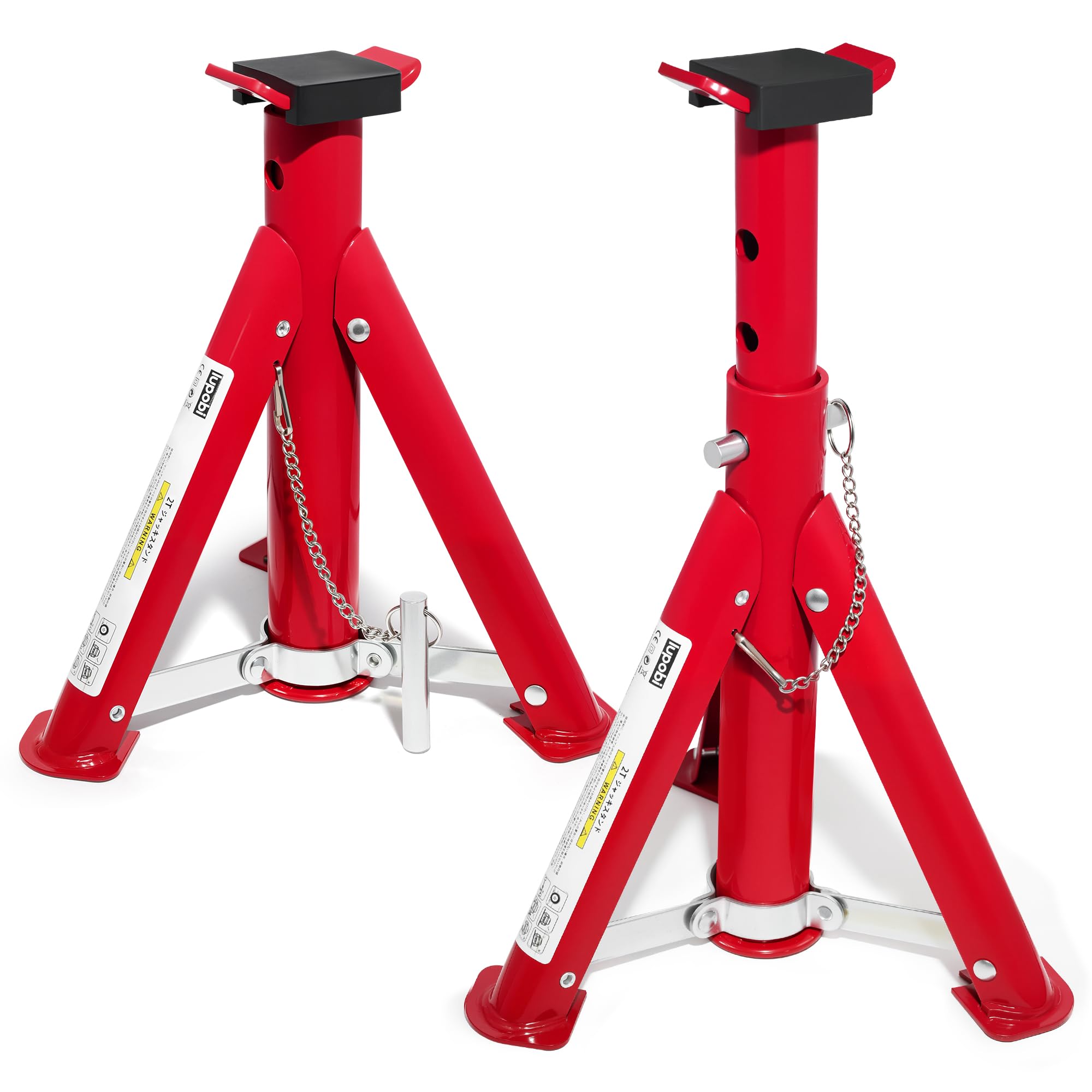 

Lupobi LP-103B Folding Jack Stands, 2-ton capacity, 2 units, 4-stage height adjustment (minimum 245mm/maximum 370mm), for car use, rigid racks, tire c