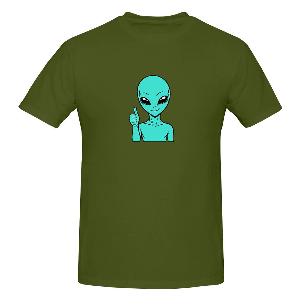 Zorgo Alien Thumbs Up Funny Space Alien Approval Sticker Slim Fit Tshirt Casual And Relaxed Solid Colors Short Sleeve
