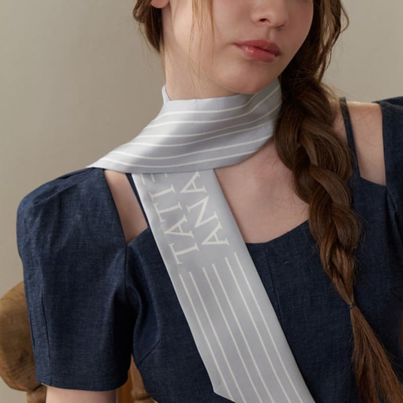 Tatiana Lettering Striped Twilly Silk Scarf SF2901