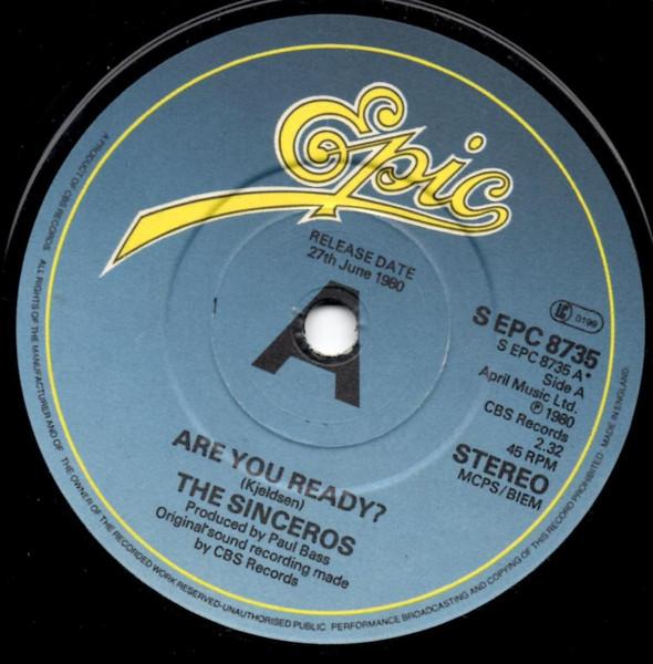

7inch Record SINCEROS - Are You Ready SEPC8735PROMO Epic 1980 UK Rock Used