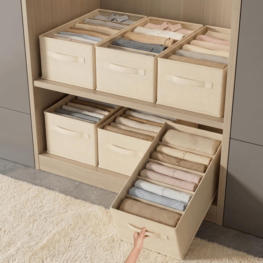Large Capacity 5 Grids Handbag Storage Box Folding Dust-proof Handbag Storage Basket Space Saving with Handles