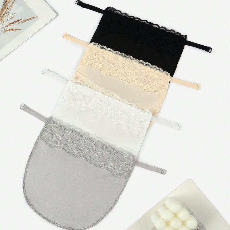 4pcs/Set Lace Trim Breathable Fashion Adjustable Chest Coverage Fake Collar for Daily Wear Valentines