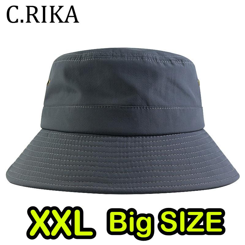 Large Size Quick Drying Fisherman Bucket Hat Men's Big Head Big Size Hat Men's Big Brim Windproof Rope Naked Sun Hat