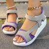 Summer Students Platform Sandals Green&Blue Color Block Sports Shoes Woman Nubuck Mesh Open Toe Wedges Sandalias Femmes Muffins
