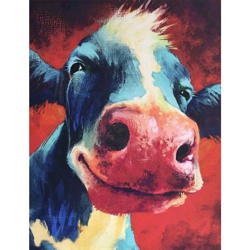 

Мультфильм корова DIY 5D алмазная живопись полная круглая дрель мозаика животные голова быка Алмазная вышивка наборы крестиков домашний декор Full Round 20x30CM