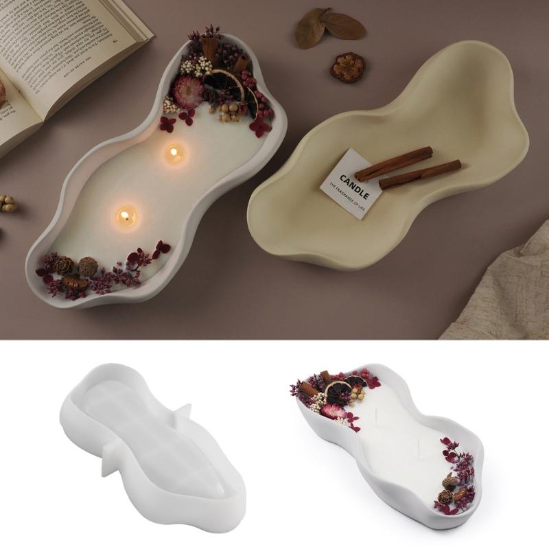 Silicone Candle Tray Molds for Storage Tray Candle Cup Jewelry Case Plaster Ornaments