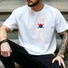 Unisex distressed vertikales Korea Taegukgi Hangul Grafik T-Shirt Koreanische Nationalstolz Tägliches Streetwear Top