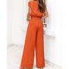 JKASHDK Women's Fashion Casual Summer Spring Solid Color Print Sleeveless V-Neck Trousers Pants Suits