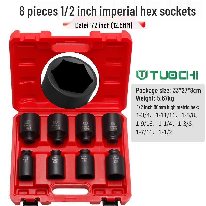 8-Piece Reinforced Hex Impact Socket Set for Small Wrench