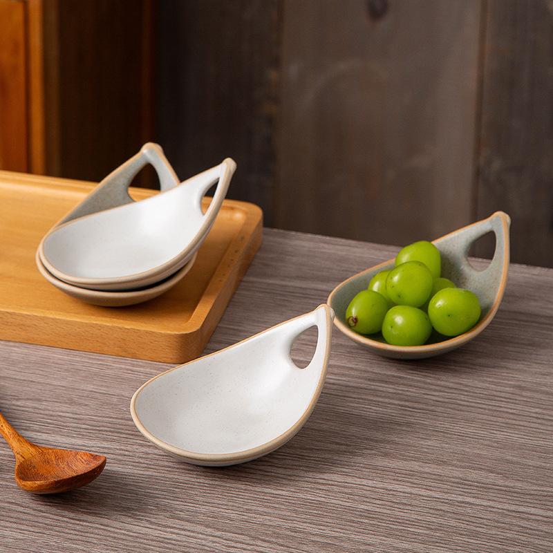 Vintage Ceramic Single Handle Dipping Sauce Dish for Sushi Snacks Home Restaurant Use