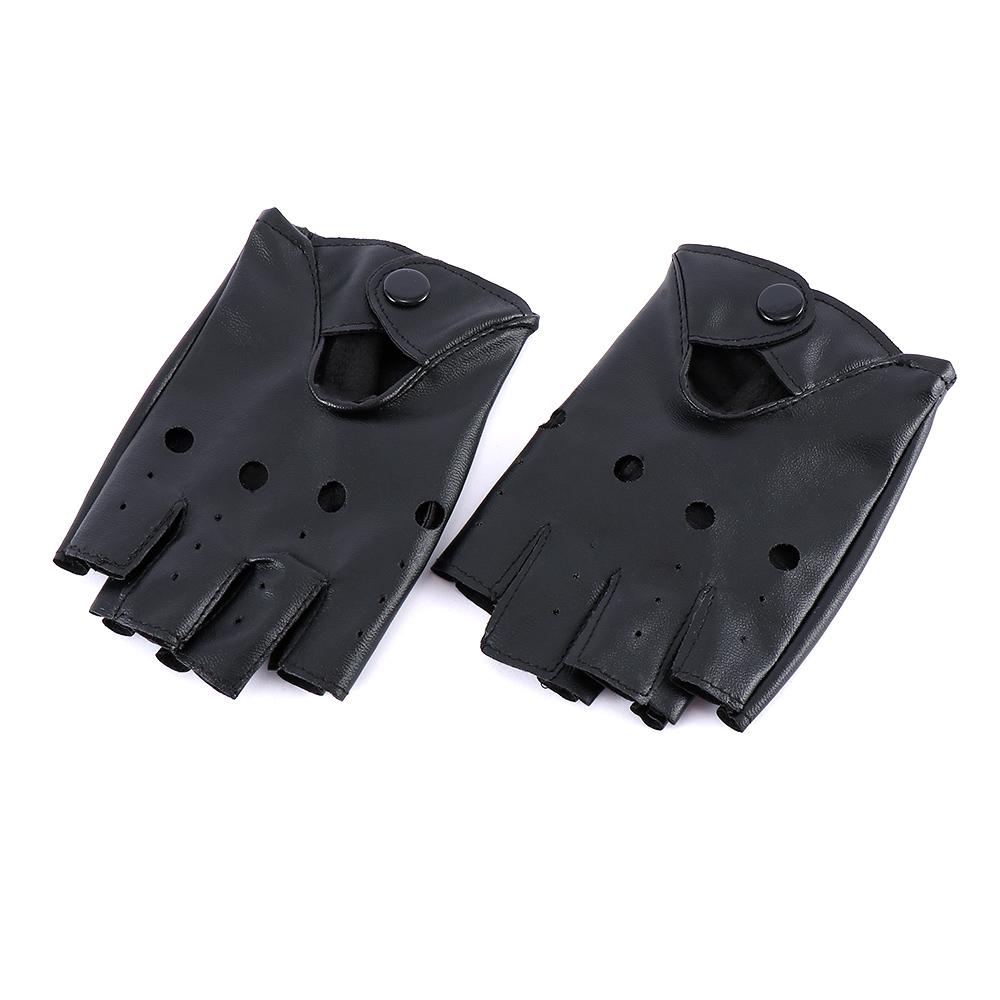 Cute Fingerless Gloves Black Hot Driving Half Finger Gloves PU Leather