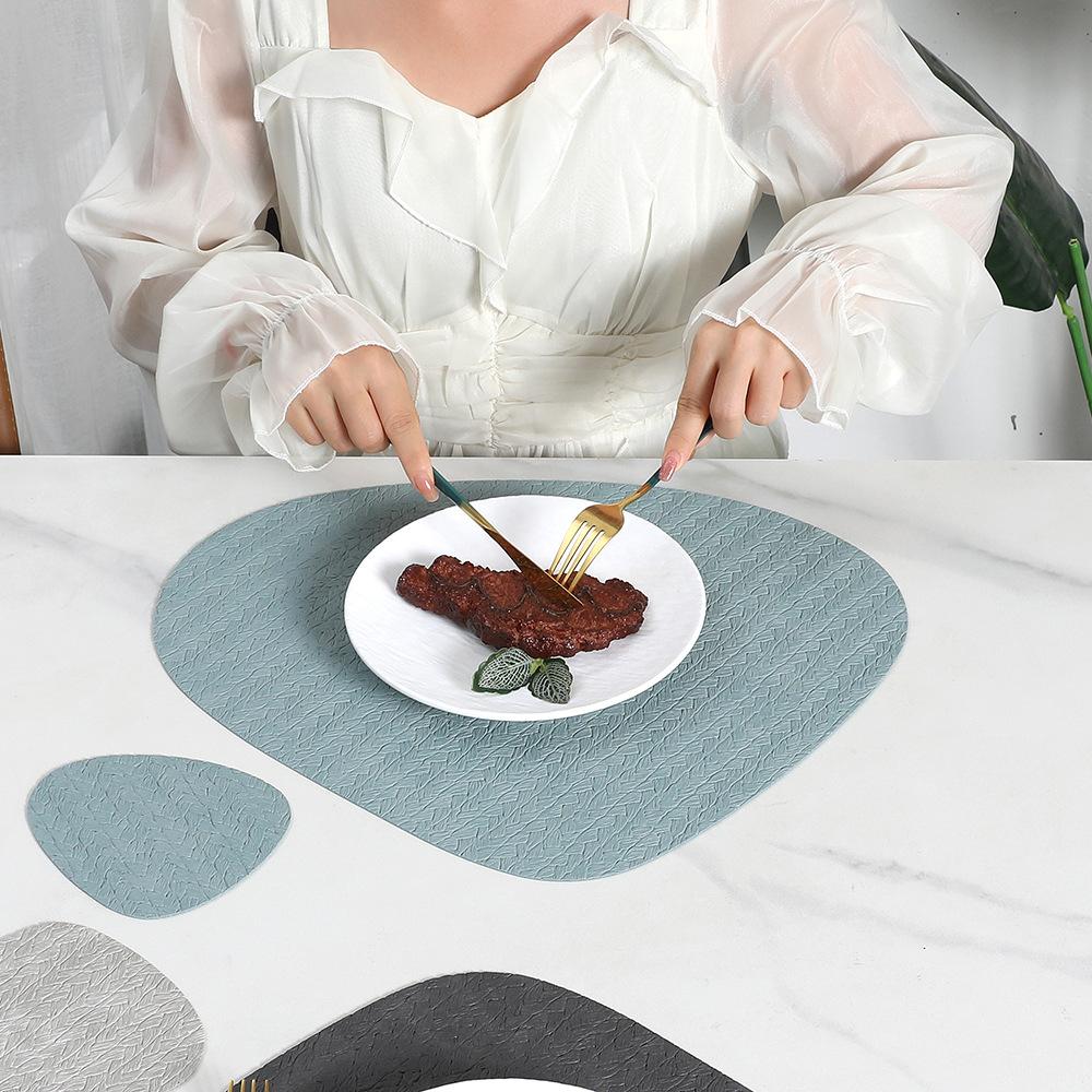 Nordisches ins Wassertropfen-Leder-Tischset wasserdichte und ölabweisende Matte Reiskornmuster Wärmedämmmatte Schüsselmatte Wassertropfen-Tischset