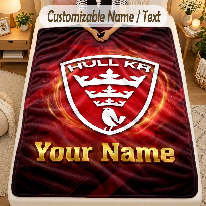 Flannel BlanketHull KR Custom Name Text Personalized Soft Warm Throw Blanket Home Decor Gift