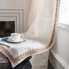 Linen Curtain Country Style Window Hanging Blackout Lace Tassel Curtains for Living Room Bedroom Easy Drape Dector for Window