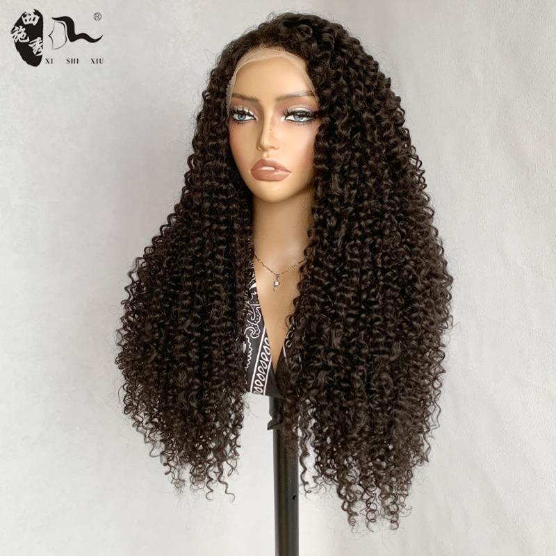 African long curly hair high temperature silk front lace wig headgear 13 * 4 pixie curly lace wigs